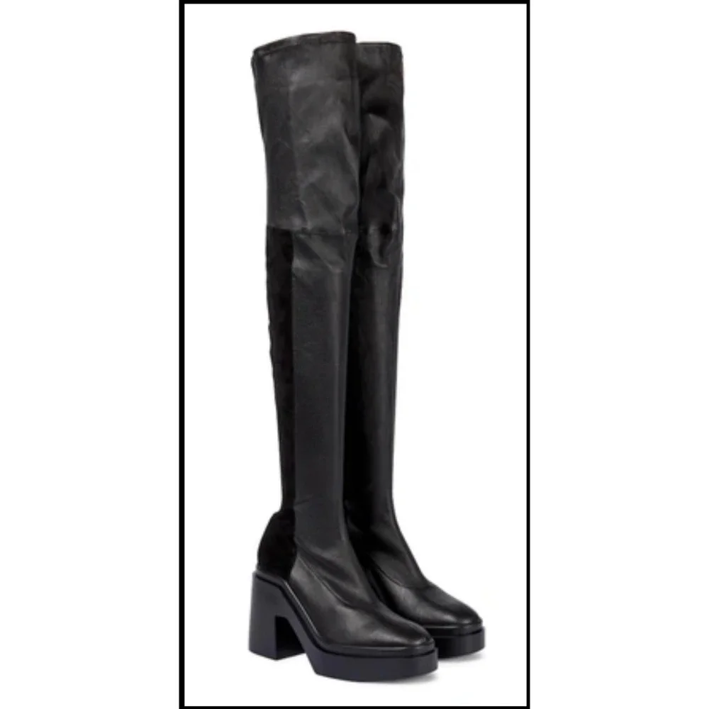Clergerie Naelle Over-The-Knee Boots Black Lambskin & Suede Sz 39.5 US 9 $1100